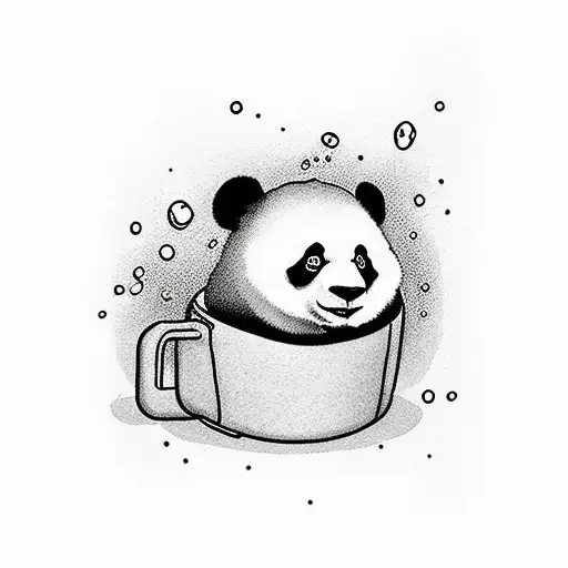 Tired And Drunk Cute Panda Swimming In A Gigantic Red Solo Cup