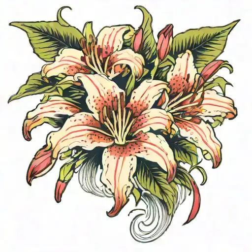 Red Lily Flower Drooping Down