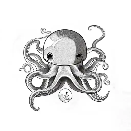 Octopus In Space With Astronaut Helmet On