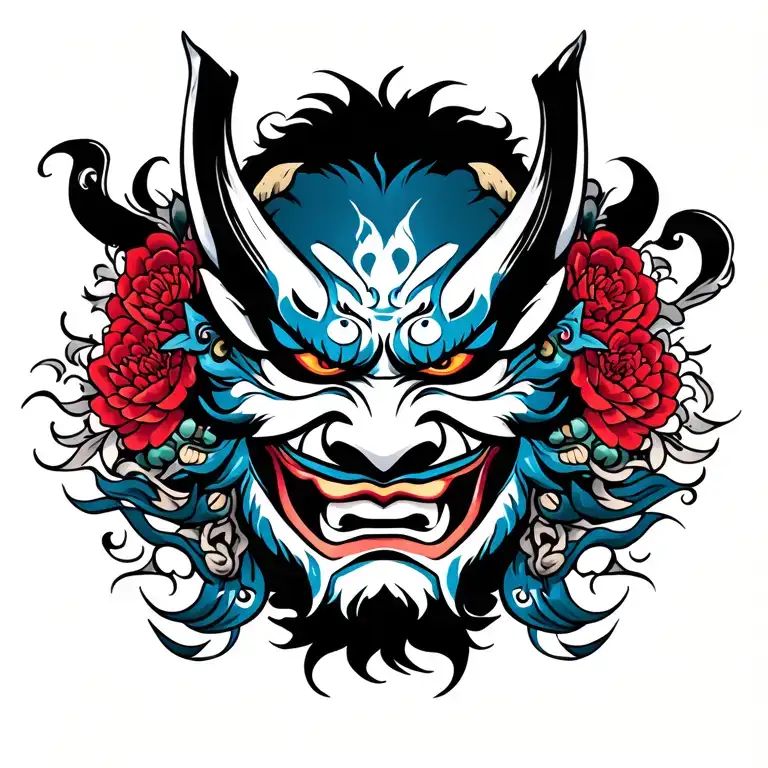 Japanese Oni Mask With Katana