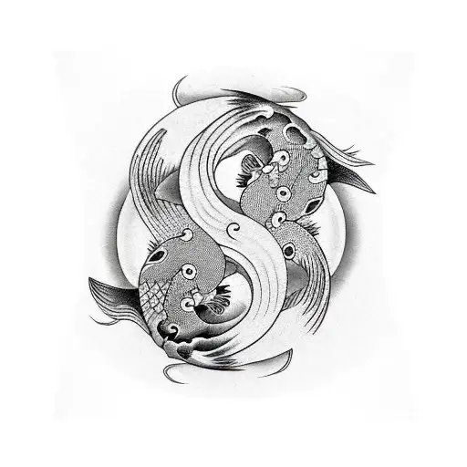 Yin Yang Koi Fish Wrapped Around Arm