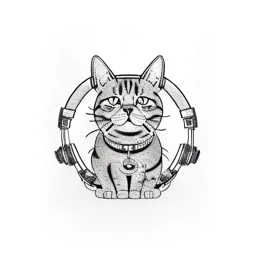 A Cat Wearing Headphones And Surrounded By Musical Notes