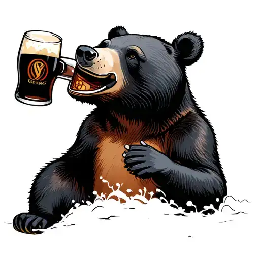 Black Bear Drinking Guinness
