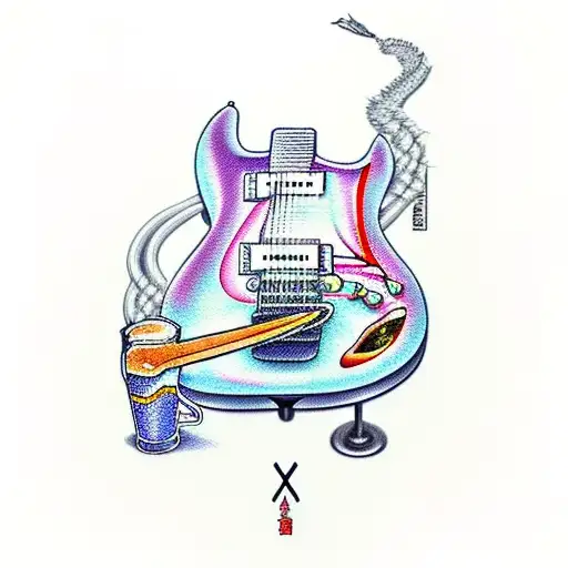 An Electric Guitar With Beer Taps As The Tuning Pegs