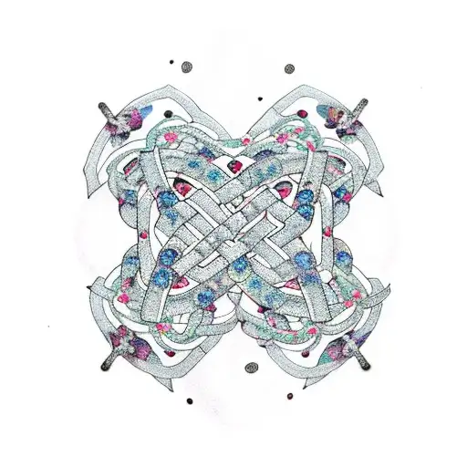 Broken Infinity Symbol Made Of Chains With Butterflies Around It