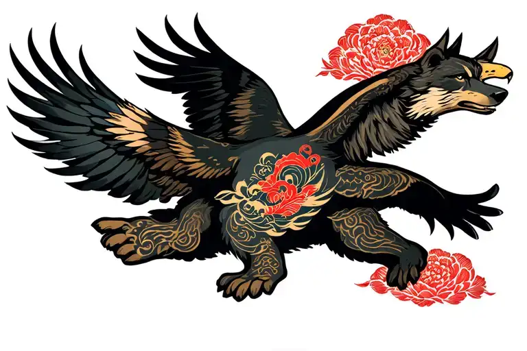 Wolf Bear Eagle Soaring