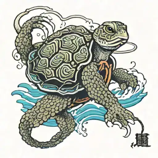 Cartoon Turtle Fishing