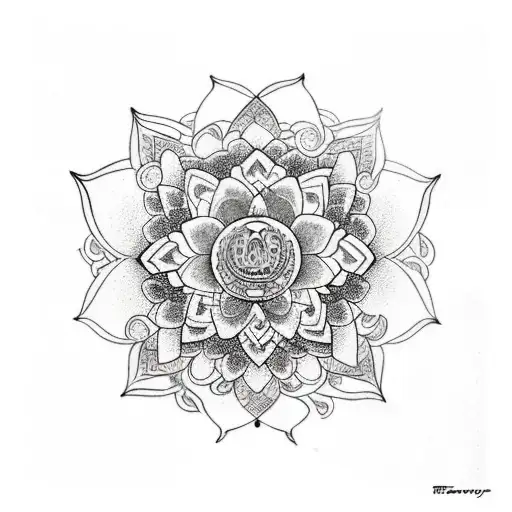 Lotus Intertwined With A Mandala