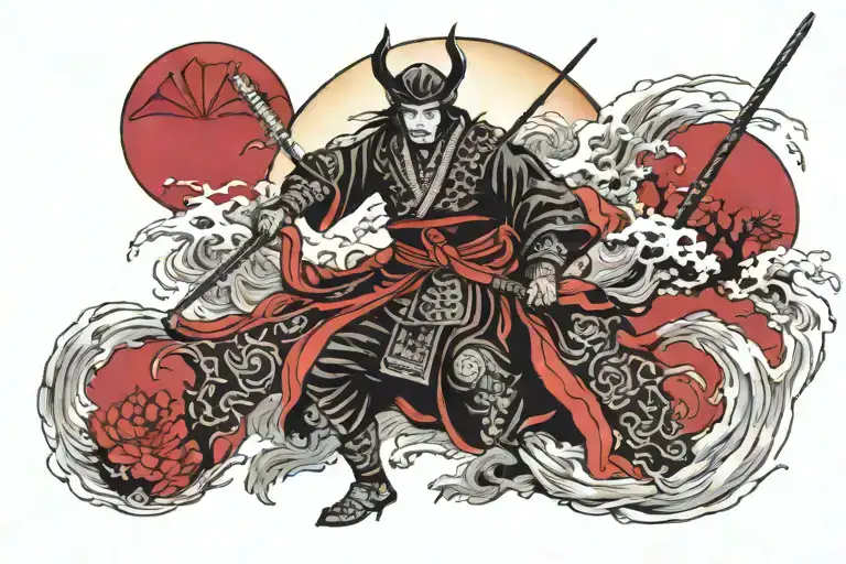 Samurai With Moon