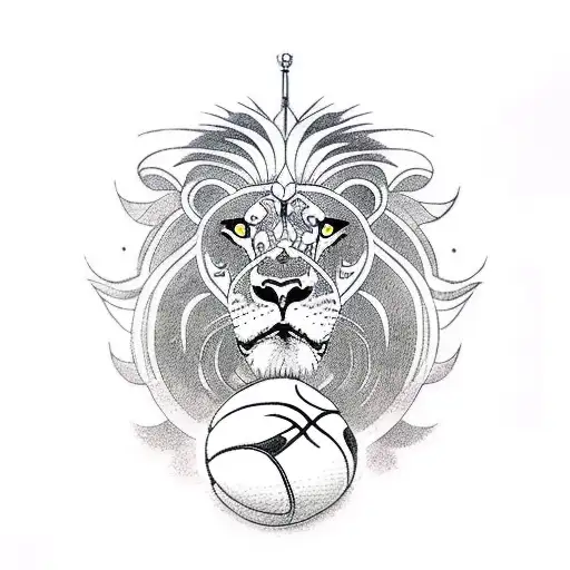 Combine A Basketball And A Lion In A Dynamic Pose