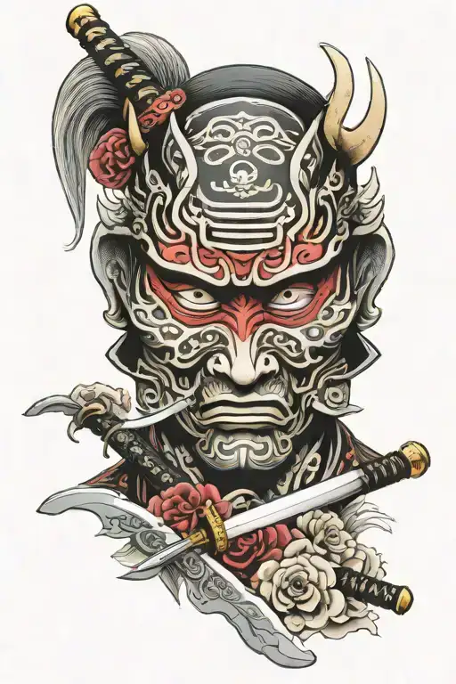 Samurai Mask And Sword