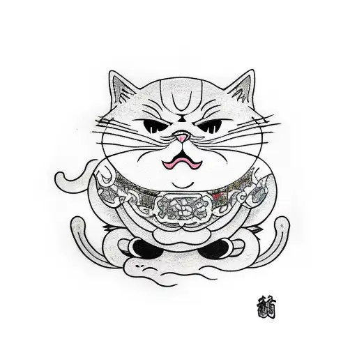 Grumpy Fat Cat Sat On Back