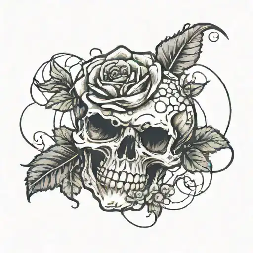 Skull & Rose Intertwined