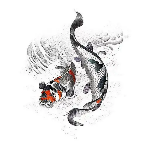 Tiger And Koi Carp Full Back