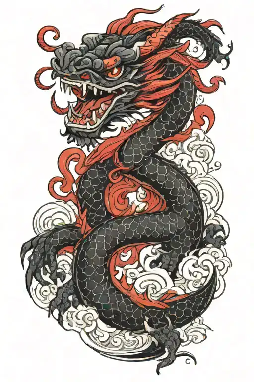 Japanese Dragon Red And Black Sleeve