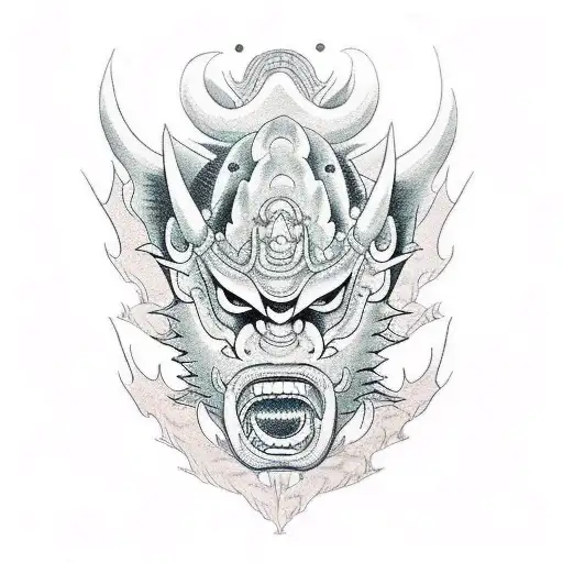 Oni Mask And Dragon