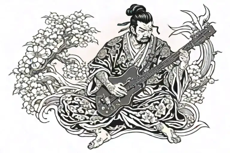 Samurai Warrior Playing Guitar