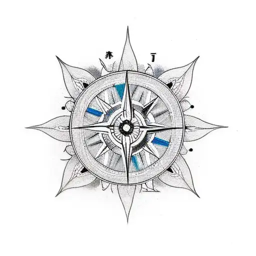 Compass And Iris Flower