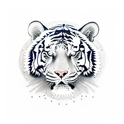 Tiger With Glowing Eyes Surrounded By Waves