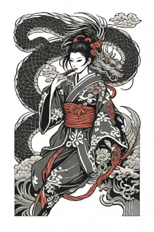 Dragon Geisha Japanese Warrior