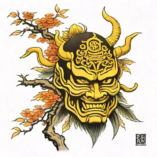 Samurai Mask And Tree Growing