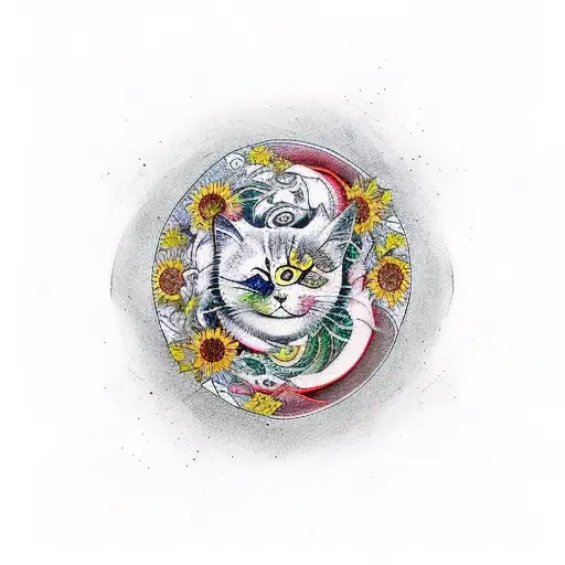 Sunflower Cat Smoke Ying Yang