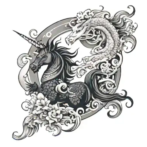 Unicorn And Dragon Yin And Yang