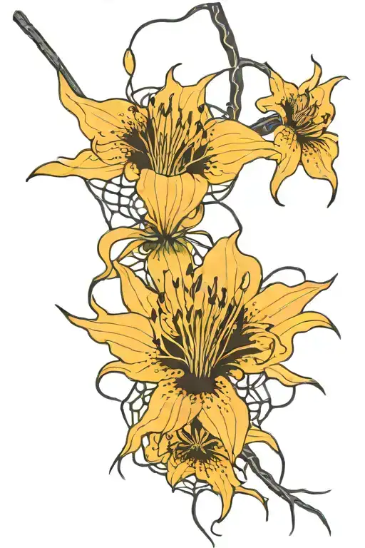 Spider Lily In A Web