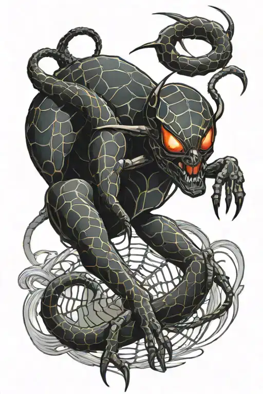 Spider In Web With Dragon