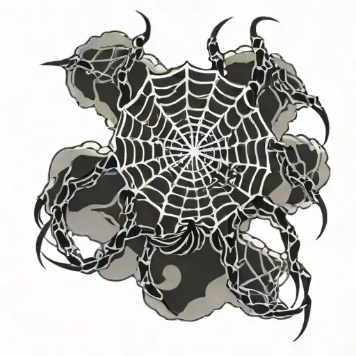 Japanese Style Spider In Web
