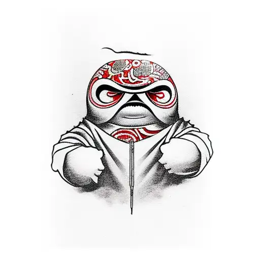 Dark Daruma With A Bit Of Red Color