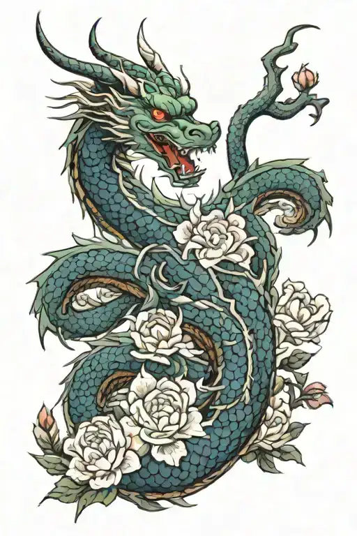 Dragon And Flowers