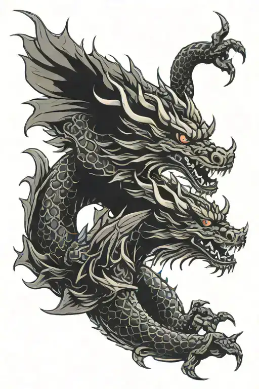 Two Dragon Screw Together Symbolizing