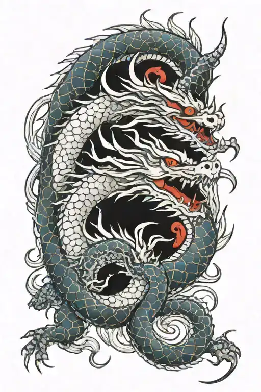 Two Dragon Screw Together Symbolizing