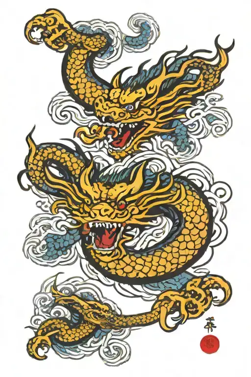 Two Dragon Screw Together Symbolizing