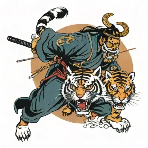 Samurai And Tiger In Color And On The Wrist
