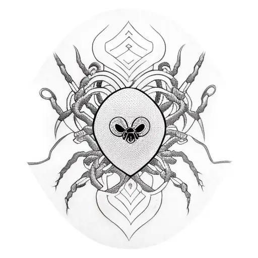 Black Heart With 8 Symbol On Spider