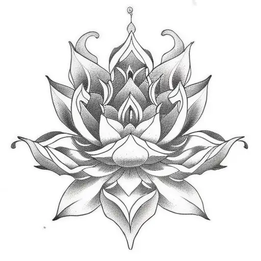 Lotus Flower And Sword With Buddhist Inspired Themes