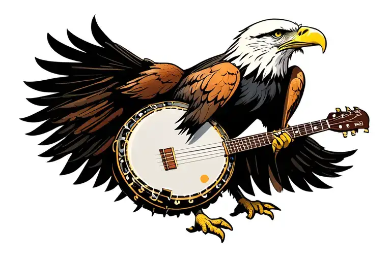 Banjo And Bald Eagle Perched