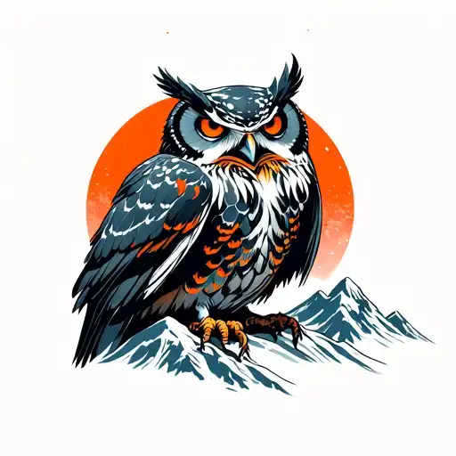 Dark Owl Snow Mountains Biomechanoid Giger Back