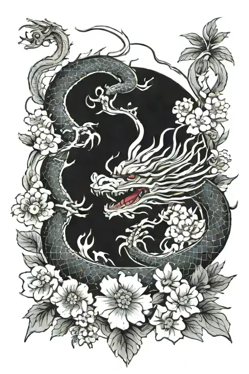 Dragon And Flowers Growing