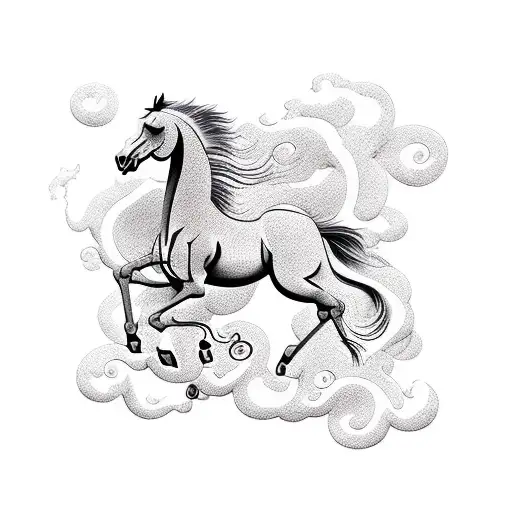 Musical Notes Forming A Horse Silhouette