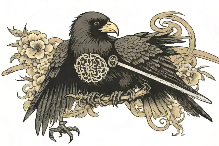 Lonelines Crow Under Chest With A Swords Crossed