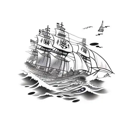 Brig At Sea Nautical Facing Right Less Background