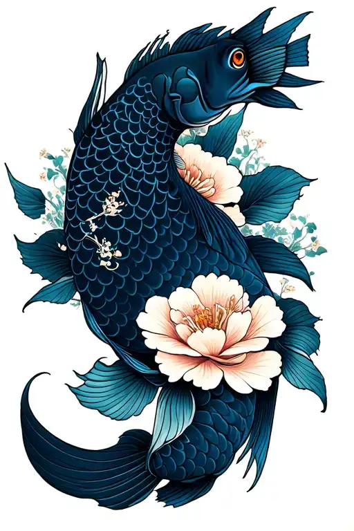 Japanese Floral And Fish Surrounded