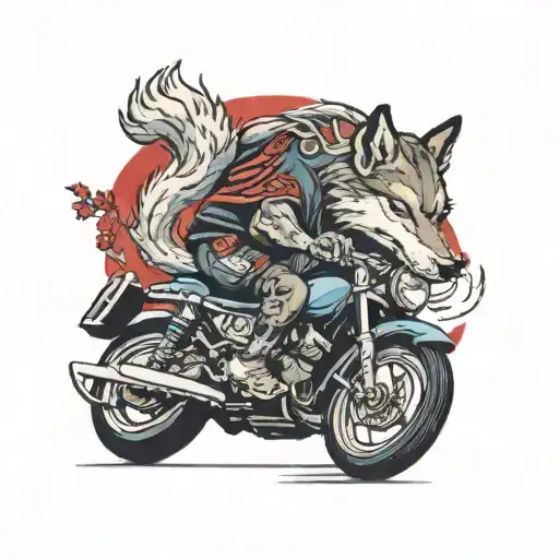 Wolf Riding Motorcycle And Playing Drums