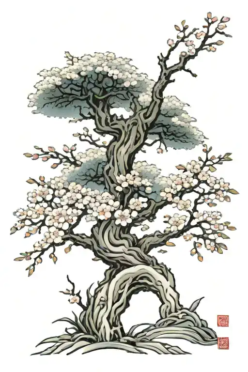 Blossom Tree And Flowers Growing