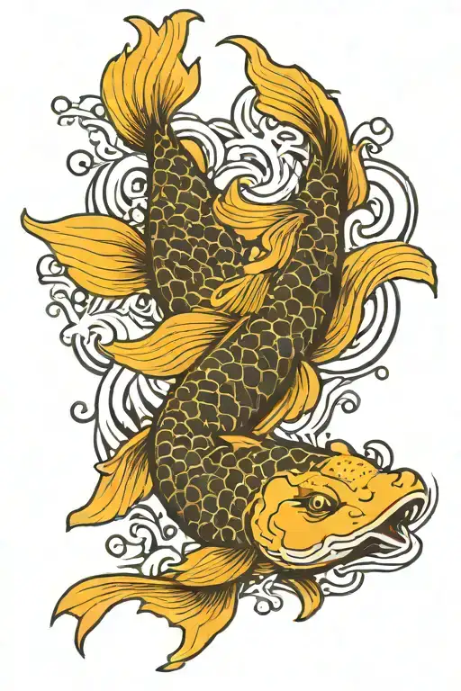 Koi Fish Swimming Upstream