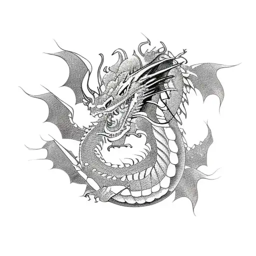 Dragon Flowing In And Out Of Skin