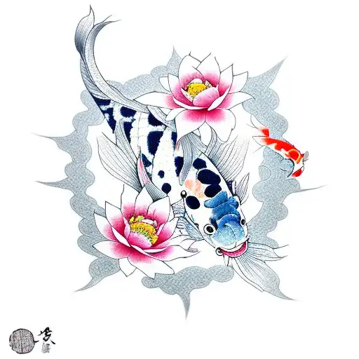 Koi Fish With Peony